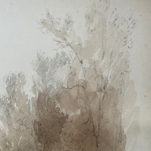 19th Century French Monochromatic Watercolor Painting by Alphonse Baril (#92)