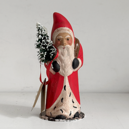 Papier-Mâché Santa in Light Red Finish