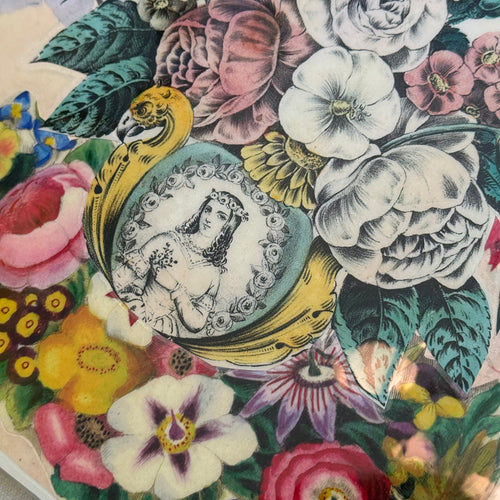 One-of-a-Kind Collaged Floral Mat (#20)