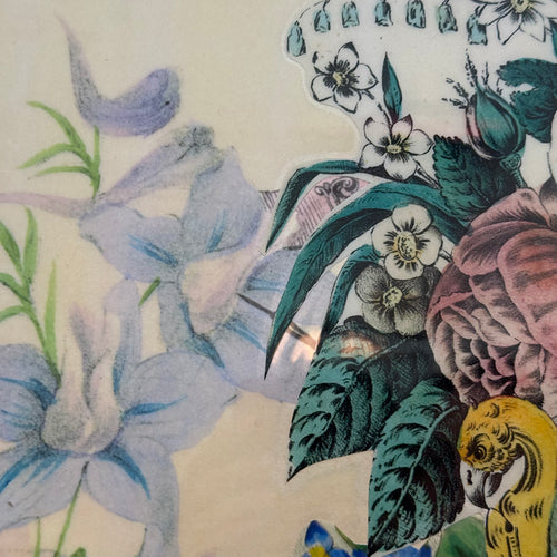 One-of-a-Kind Collaged Floral Mat (#20)