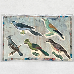 One of a Kind Collaged Birds Mat (#623)