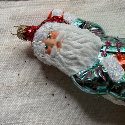 Nostalgic Blue Santa Ornament