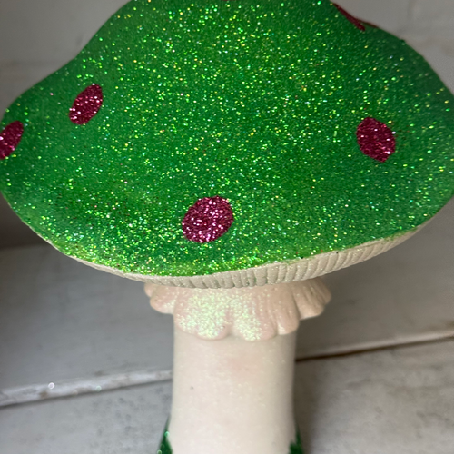 Large Glitter Mushroom in Bright Green