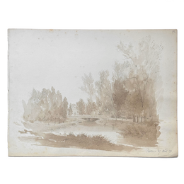 19th Century French Monochromatic Watercolor Painting by Alphonse Baril (#92)