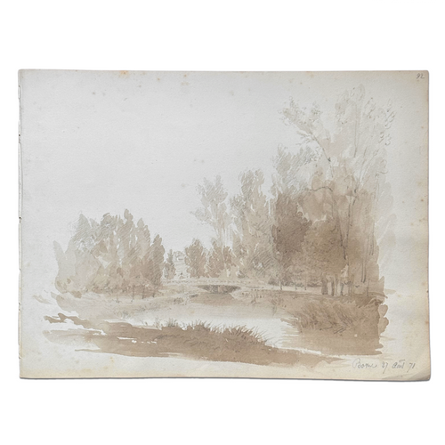 19th Century French Monochromatic Watercolor Painting by Alphonse Baril (#92)