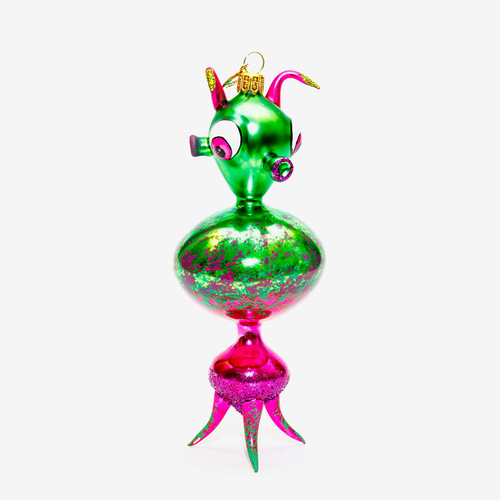 Green & Pink Alien Ornament