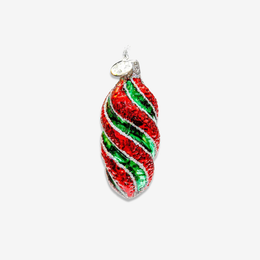 Silver, Red & Green Swirl Ornament