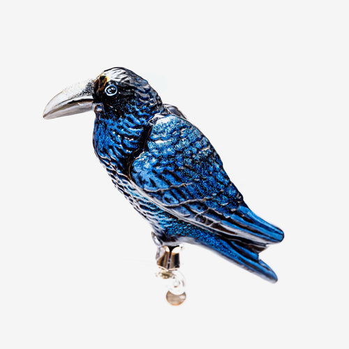 Blue and Black Raven Clip-on Ornament