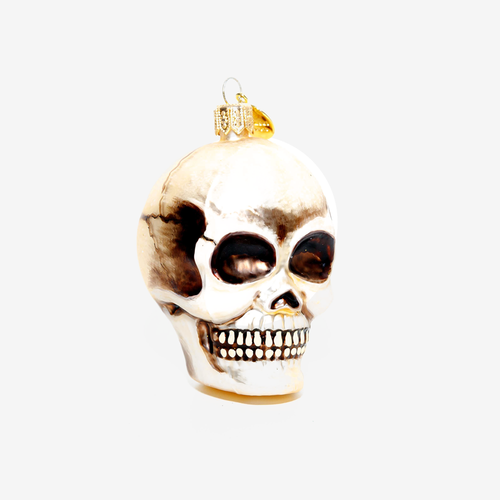 White & Brown Skull Ornament