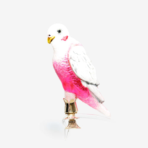 Pink & White Parrot Clip-On Ornament