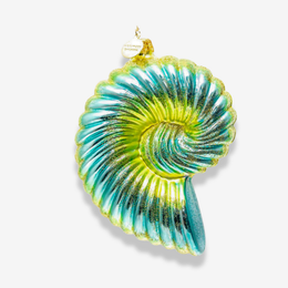 Pale Yellow & Blue Nautilus Ornament