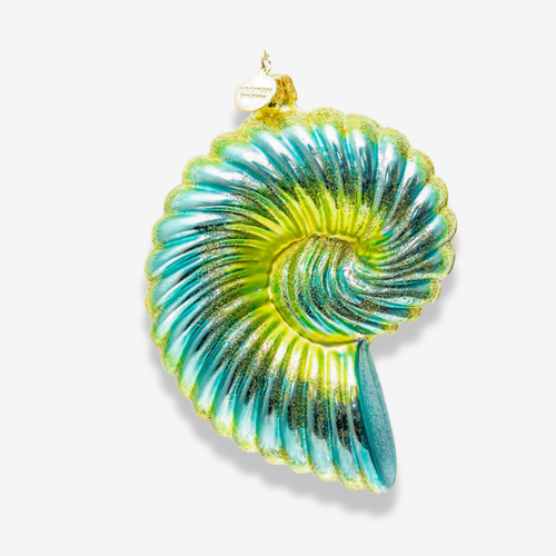 Pale Yellow & Blue Nautilus Ornament