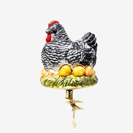 Clip-on Hen with Eggs Ornament