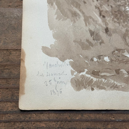 19th Century French Monochromatic Watercolor Painting by Alphonse Baril (#47)