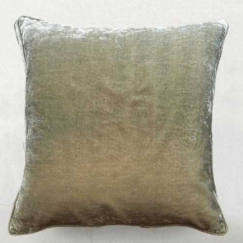 Plain Silk Velvet Cushion in Silver Green