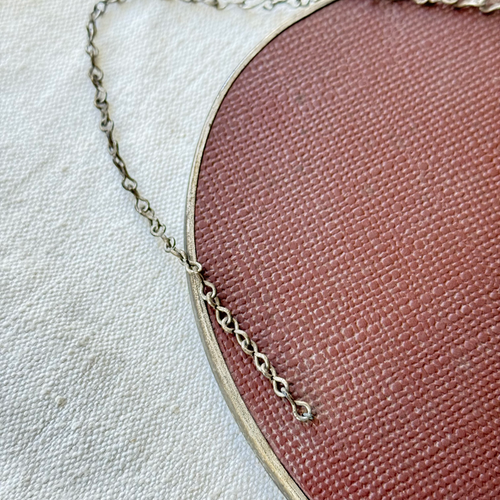 19th-century Italian Ex-Voto Sacred Silver Heart in Oval Hanging Case (No. 122)