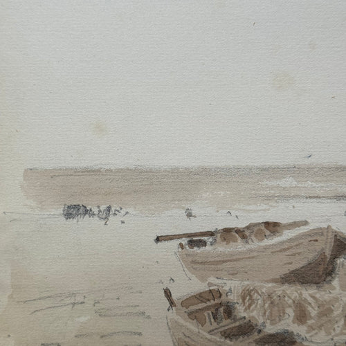 19th Century French Monochromatic Watercolor Painting by Alphonse Baril (#50)