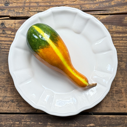 Trompe L'oeil Gourd Plate with Fluted Rim