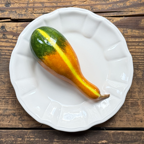 Trompe L'oeil Gourd Plate with Fluted Rim