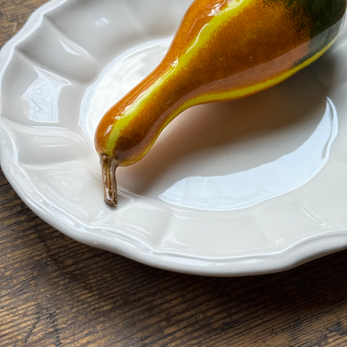 Trompe L'oeil Gourd Plate with Fluted Rim