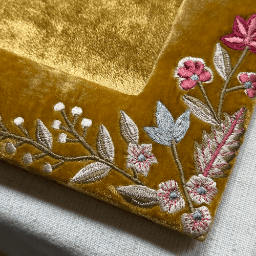 Liza Stems Silk Velvet Square Tabletop Frame in Antique Gold (#22)
