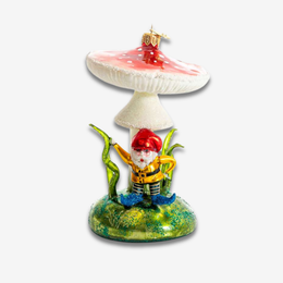 Gnome Under Toadstool Mushroom Ornament