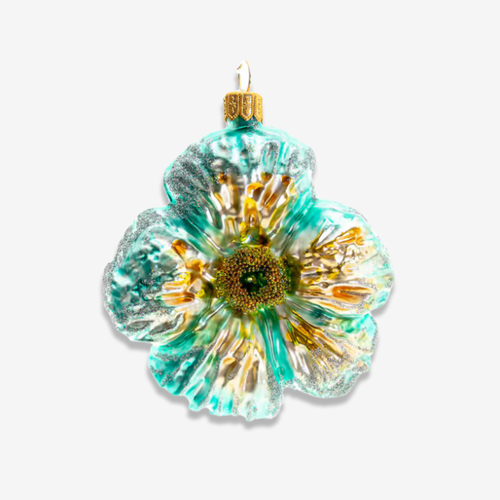 White & Green Pansy Blossom Ornament