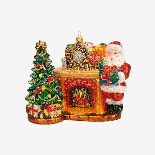 Santa Claus at the Fireplace Ornament