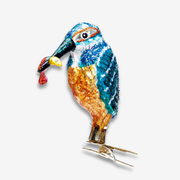 Clip-on Kingfisher With Fish Ornament