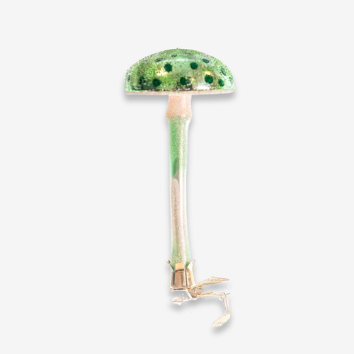 Green Polka-dot Mushroom Clip-On Ornament