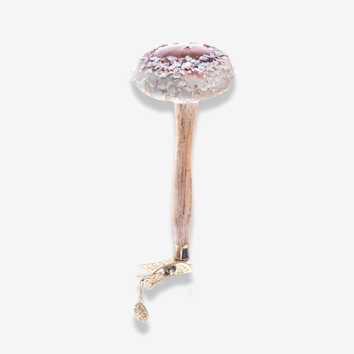 White & Brown clip-on Mushroom Ornament