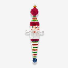 Santa Face Icicle With Stripes Ornament