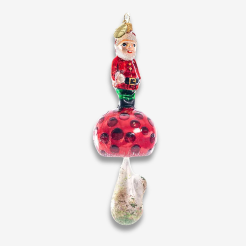Gnome On Toadstool Mushroom Ornament