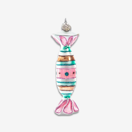 Pink & Green Striped Candy Ornament