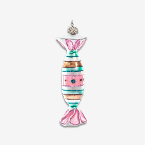 Pink & Green Striped Candy Ornament