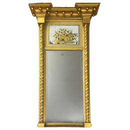 37.5" H 19th Century French Mirror with a Verre Eglomise Panel