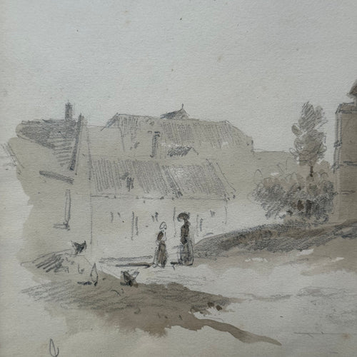 19th Century French Monochromatic Watercolor Painting by Alphonse Baril (#21)