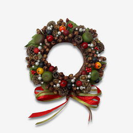 Decorative Berry Wreath with Red & Green Ribbons