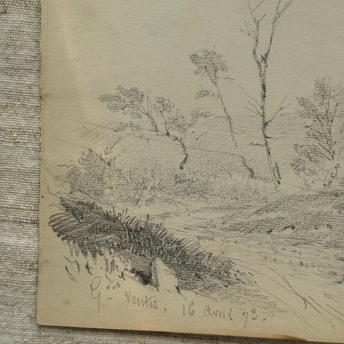 19th-century French Pencil Drawing by Alphonse Baril (#5)