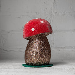 Ino Schaller Papier-Mâché Glitter Mushroom with Red Cap