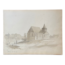 19th Century French Monochromatic Watercolor Painting by Alphonse Baril (#21)