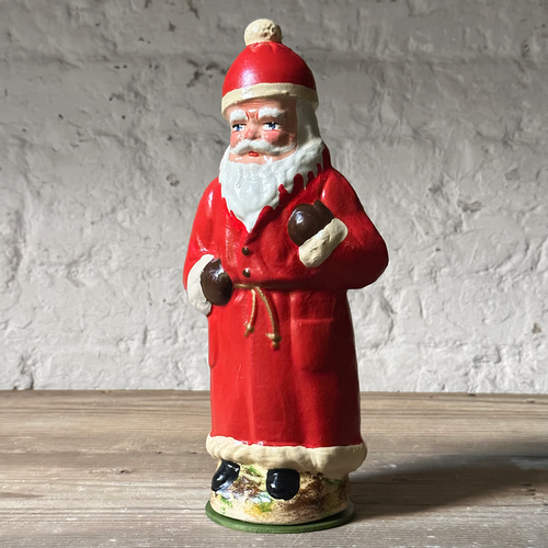 Nostalgic Papier-Mâché Santa in Red with Hat