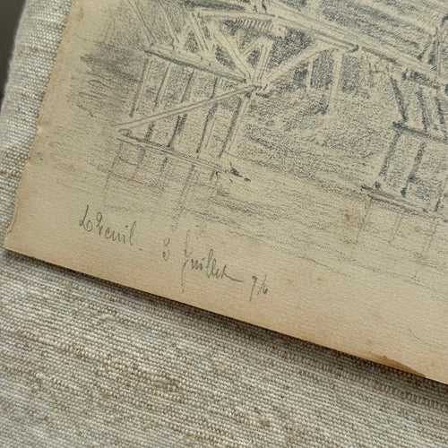 19th-century French Pencil Drawing by Alphonse Baril (#7)