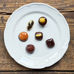 Trompe L'oeil Chocolates Plate with Waved Rim