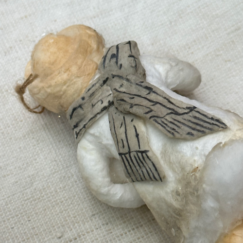 Nostalgic Cotton Boy with Snowballs and Porcelain Head Ornament
