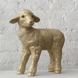 Ino Schaller Standing Glitter Sheep in Gold & White