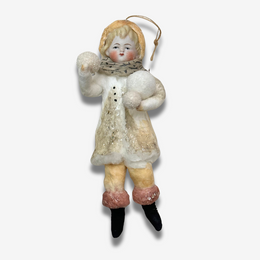 Nostalgic Cotton Boy with Snowballs and Porcelain Head Ornament