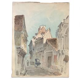 19th Century French Watercolor Painting by Alphonse Baril (#36)