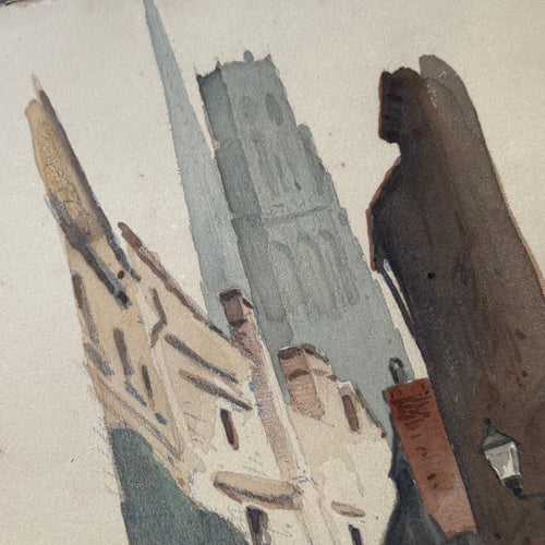 19th Century French Watercolor Painting by Alphonse Baril (#35)