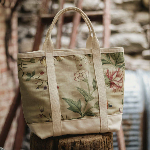 John Derian x Port Canvas Tote in Pierre Frey "Le Paravent Chinois" Small Fabric Tote in Chantilly Cream